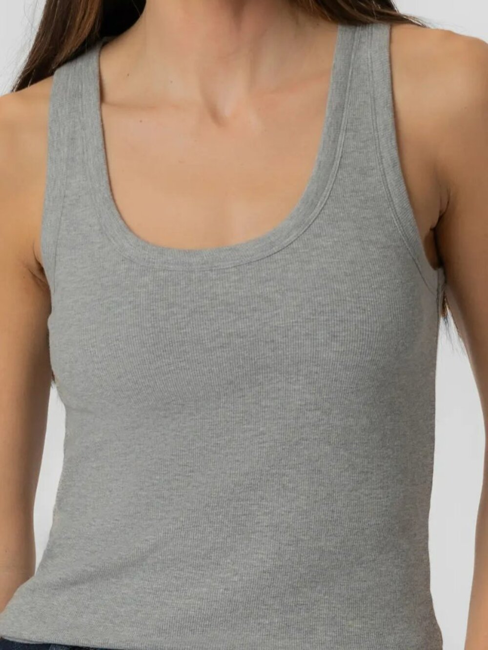 Caslon Gray Ribbed Racerback Tank Top L